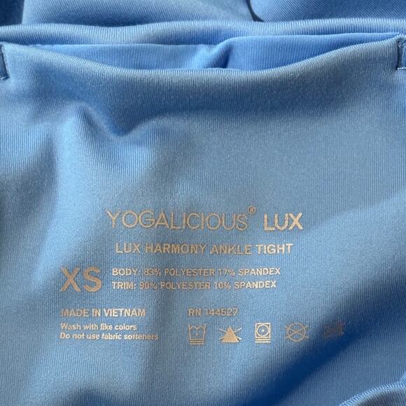 Yogalicious Lux Harmony Hi Rise Ankle Leggings Woman's XS Blue Marina Ruched - Picture 11 of 13